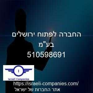 החברה לפתוח ירושלים בעמ חפ 510598691