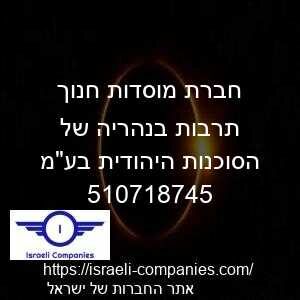 חברת מוסדות חנוך תרבות בנהריה של הסוכנות היהודית בעמ חפ 510718745