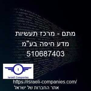 מתם - מרכז תעשיות מדע חיפה בעמ חפ 510687403